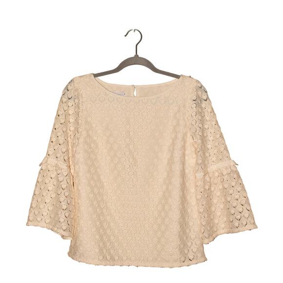 RSVP BY TALBOTS $109 Cream Lace 3/4 Bell Sleeve Top Size P - Picture 1 of 4